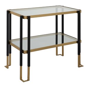 Uttermost Kentmore Contemporary Iron Metal and Glass Side Table in Matte Black