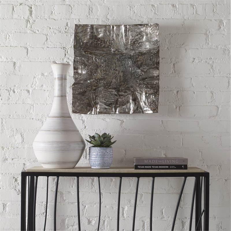 Uttermost Archive Organic Shape Contemporary Aluminum Wall Decor in Nickel