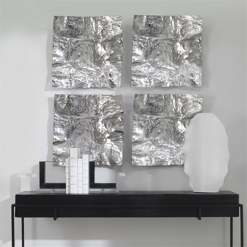 Uttermost Archive Organic Shape Contemporary Aluminum Wall Decor in Nickel