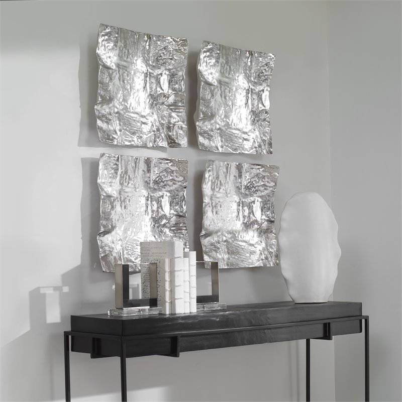 Uttermost Archive Organic Shape Contemporary Aluminum Wall Decor in Nickel