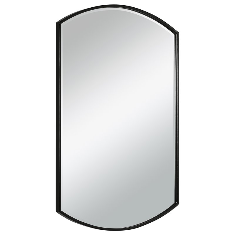 Uttermost Shield Transitional Iron Metal and MDF Mirror in Sleek Satin Black