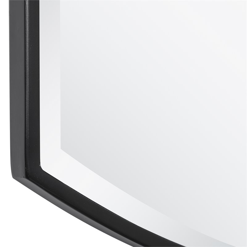 Uttermost Shield Transitional Iron Metal and MDF Mirror in Sleek Satin Black