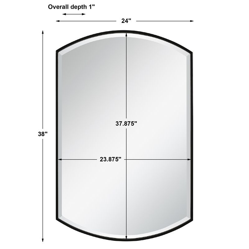 Uttermost Shield Transitional Iron Metal and MDF Mirror in Sleek Satin Black