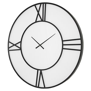 Uttermost Reema Contemporary Iron Glass Wall Clock in White/Matte Black