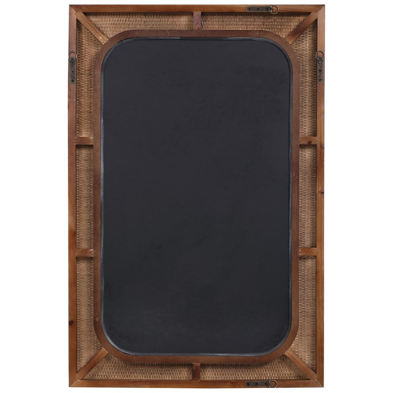 Uttermost Tahiti Coastal Style Rattan and Wood Mirror in Warm Maple Beige