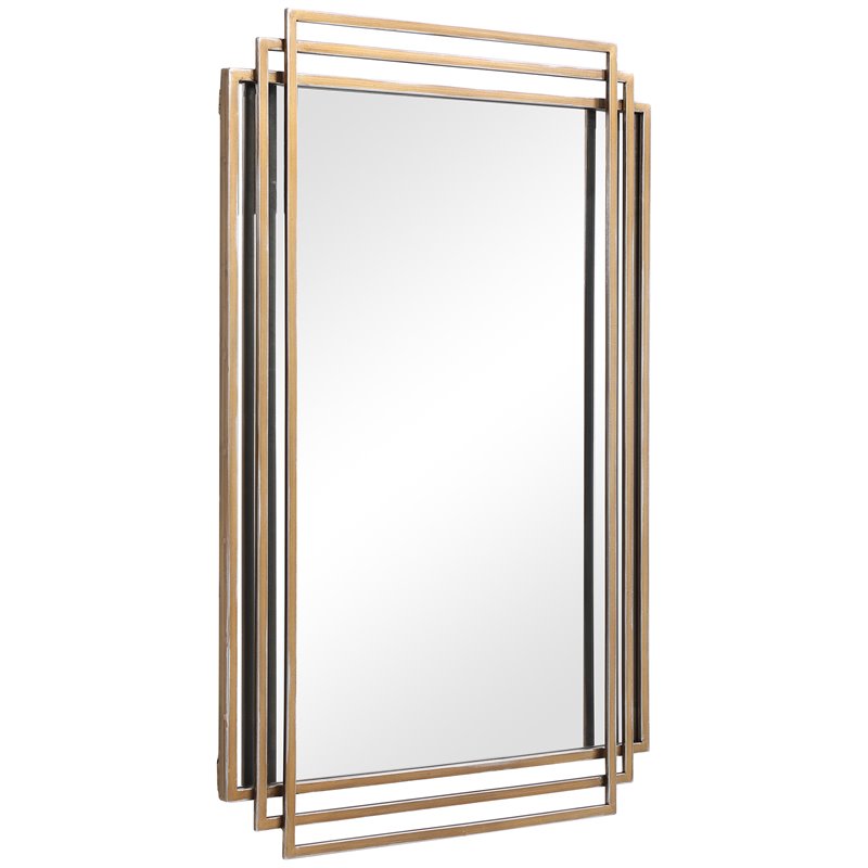 Uttermost Amherst Iron Metal & MDF Mirror with Silver Highlights in Brushed Gold