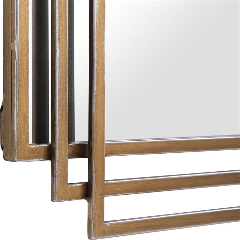Uttermost Amherst Iron Metal & MDF Mirror with Silver Highlights in Brushed Gold