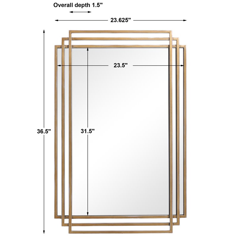 Uttermost Amherst Iron Metal & MDF Mirror with Silver Highlights in Brushed Gold