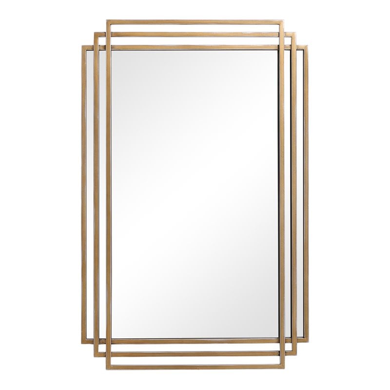 Uttermost Amherst Iron Metal & MDF Mirror with Silver Highlights in Brushed Gold