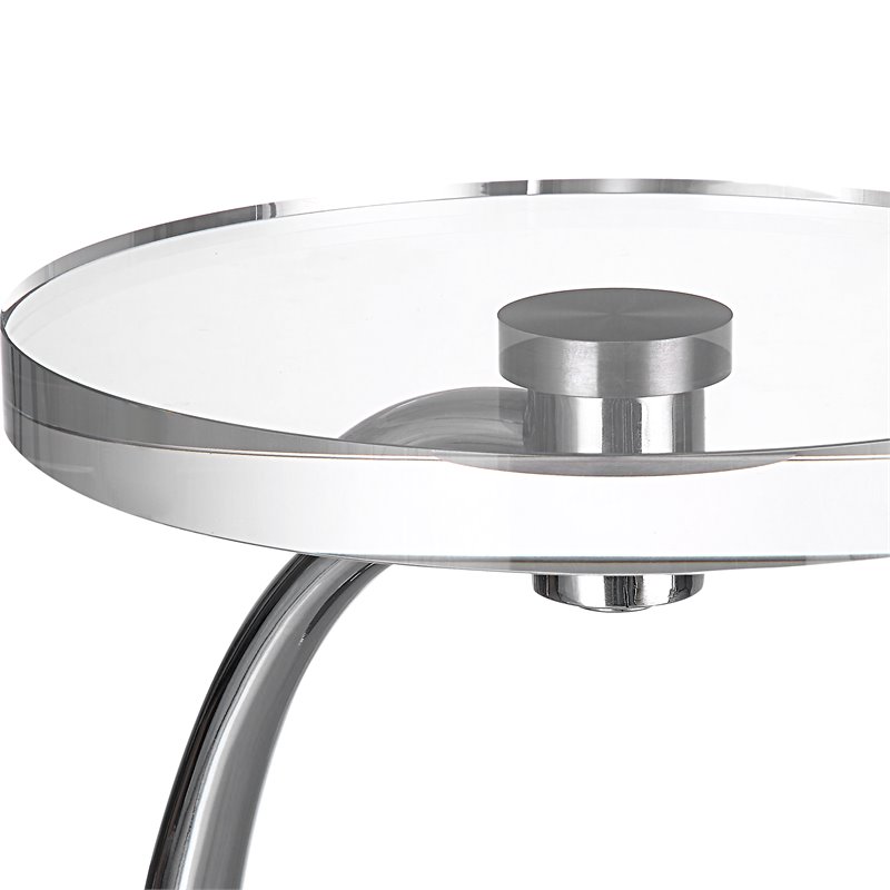 Uttermost Waveney Iron Metal and Crystal Drink Table in Polished Nickel