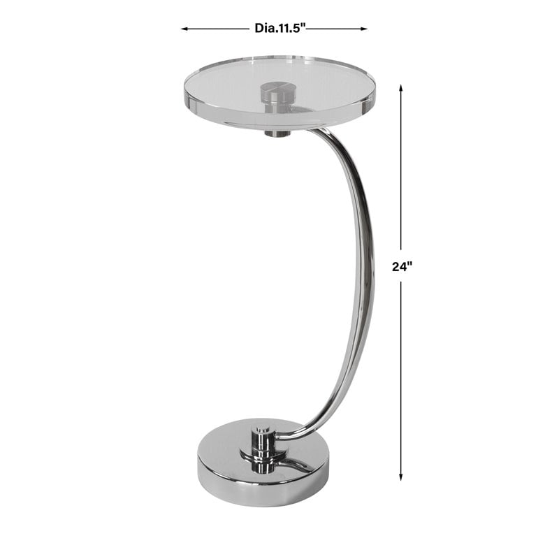 Uttermost Waveney Iron Metal and Crystal Drink Table in Polished Nickel