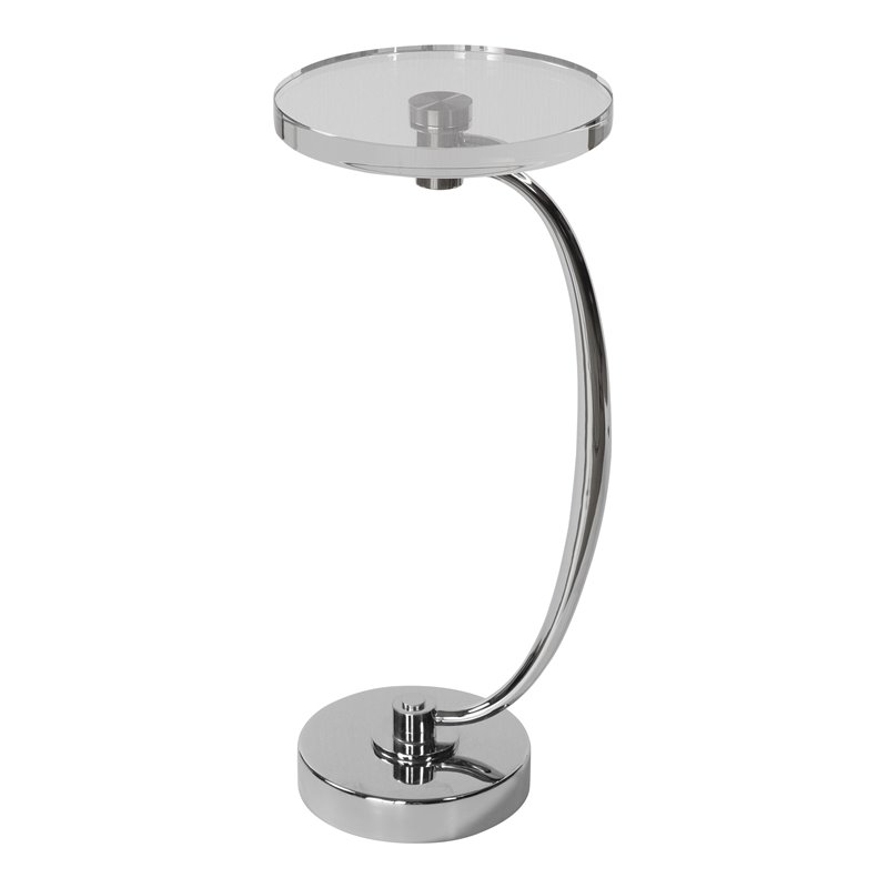 Uttermost Waveney Iron Metal and Crystal Drink Table in Polished Nickel