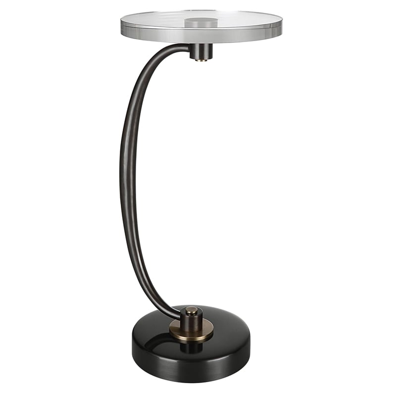 Uttermost Waveney Iron Metal and Crystal Drink Table in Bronze