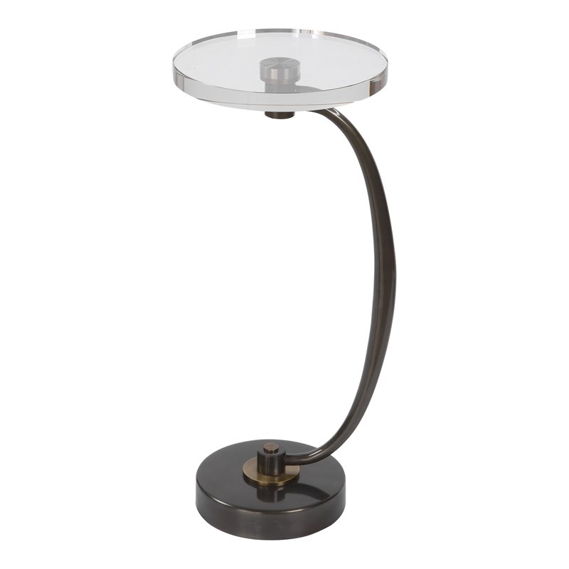 Uttermost Waveney Iron Metal and Crystal Drink Table in Bronze