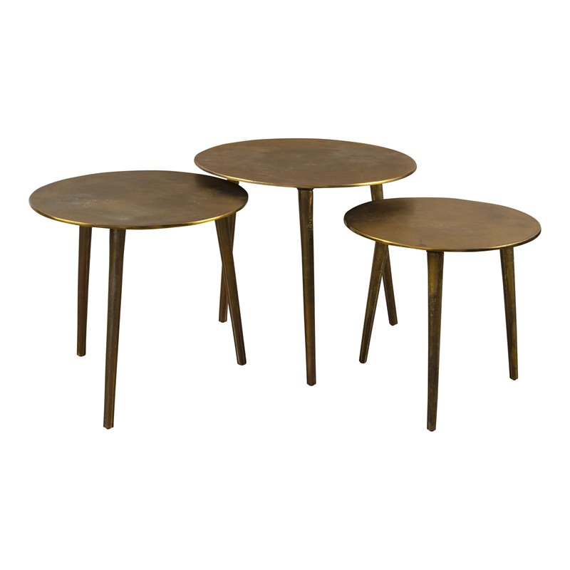 Uttermost Kasai Aluminum Coffee Tables in Oxidized Antique Gold (Set of 3)