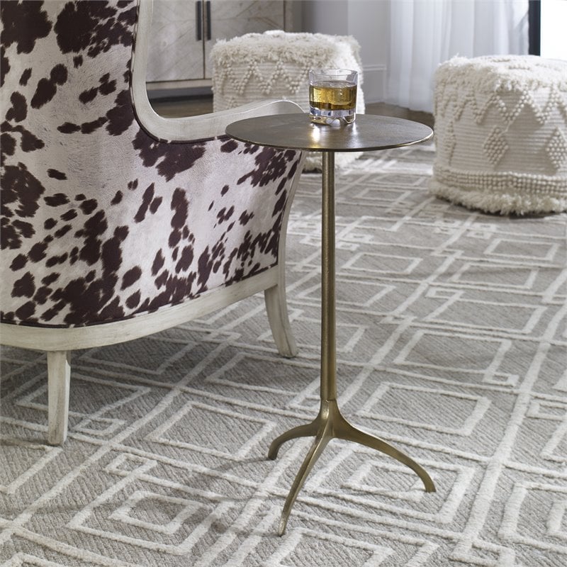 Uttermost Beacon Contemporary Aluminum Accent Table in Antique Gold