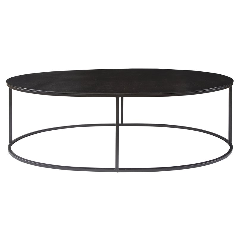 Uttermost Coreene Oval Iron Metal and Aluminum Coffee Table in Aged Black