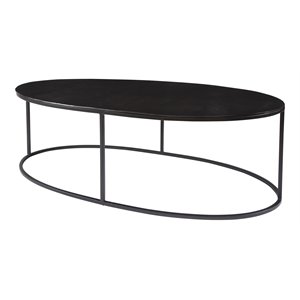 Uttermost Coreene Oval Iron Metal and Aluminum Coffee Table in Aged Black