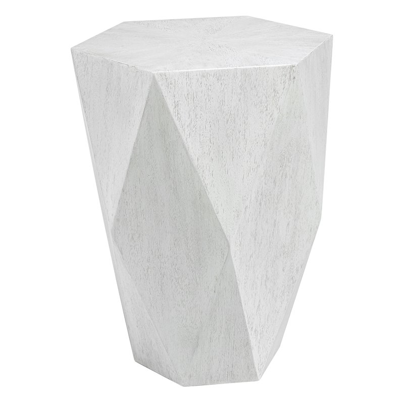 Uttermost Volker Geometric Mango Veneer Top Wood Side Table in Fresh White