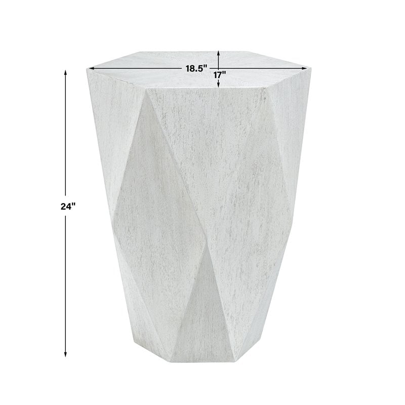 Uttermost Volker Geometric Mango Veneer Top Wood Side Table in Fresh White