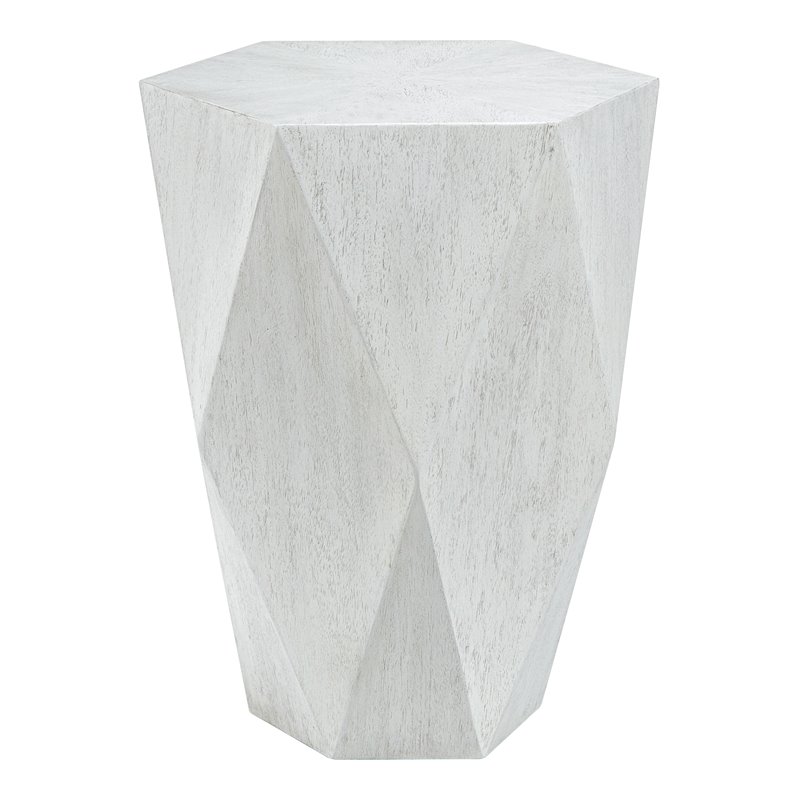 Uttermost Volker Geometric Mango Veneer Top Wood Side Table in Fresh White