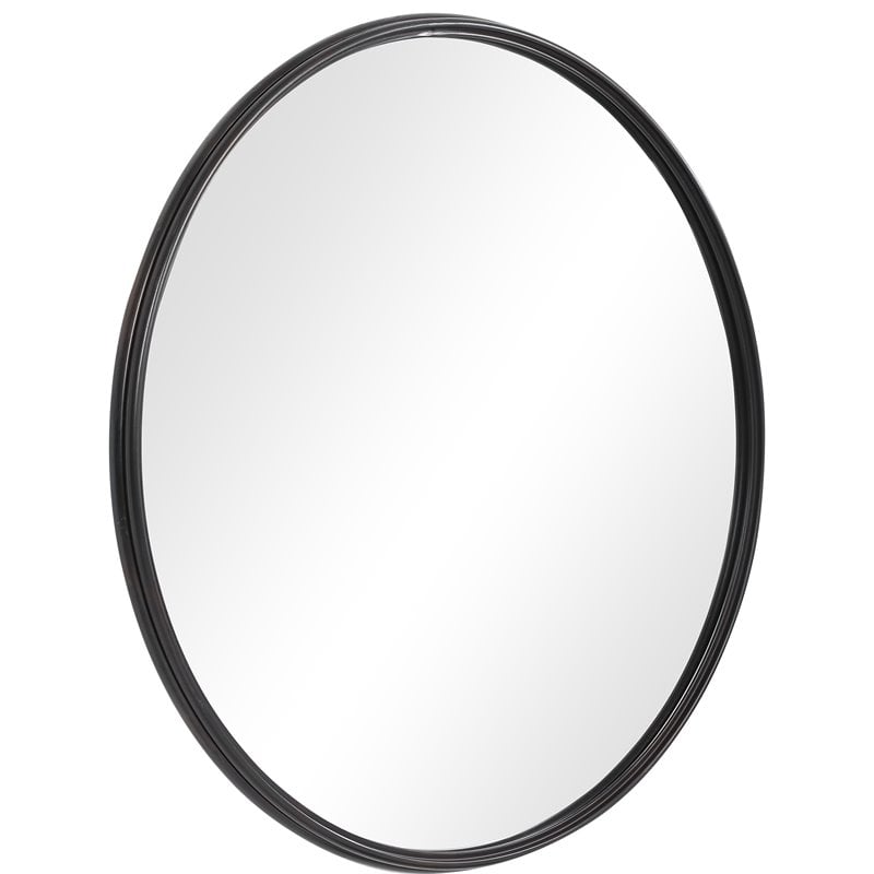 Uttermost Belham Round Solid Iron Metal and MDF Mirror in Aged Black