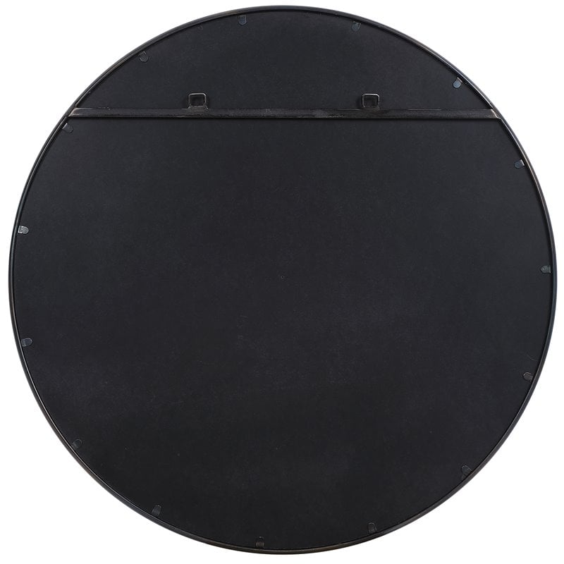 Uttermost Belham Round Solid Iron Metal and MDF Mirror in Aged Black