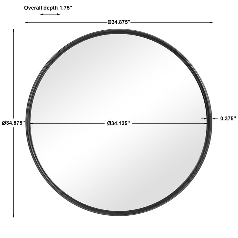 Uttermost Belham Round Solid Iron Metal and MDF Mirror in Aged Black