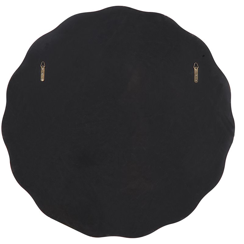 Uttermost Aneta Round Feminine Scalloped Shape Wood Mirror in Satin Black