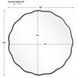 Uttermost Aneta Round Feminine Scalloped Shape Wood Mirror in Satin Black