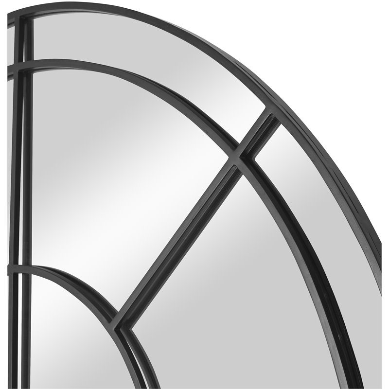 Uttermost Grantola Iron Metal and Glass Arch Mirror in Satin Black