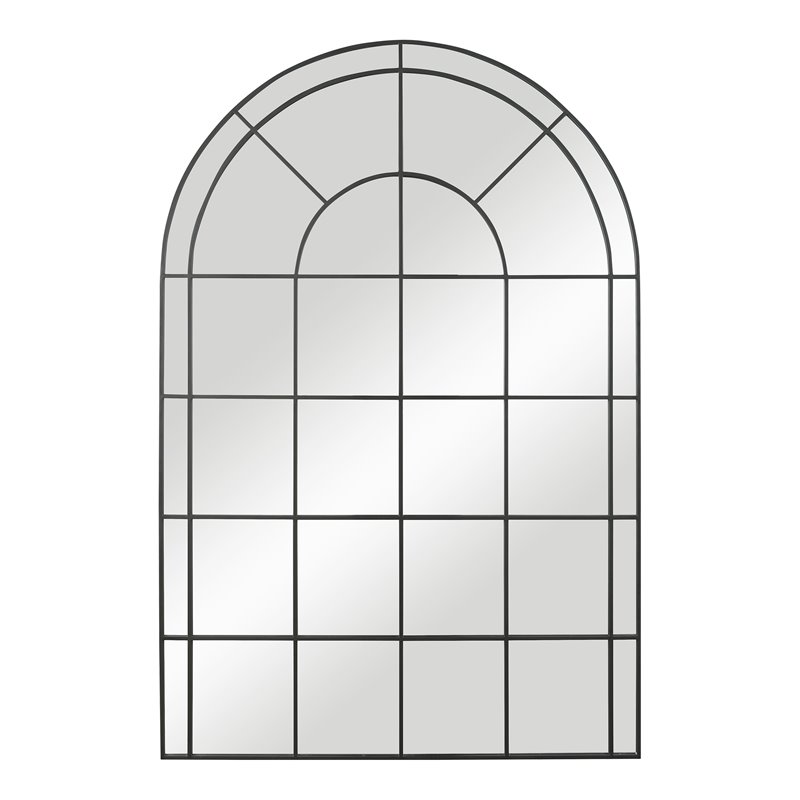 Uttermost Grantola Iron Metal and Glass Arch Mirror in Satin Black