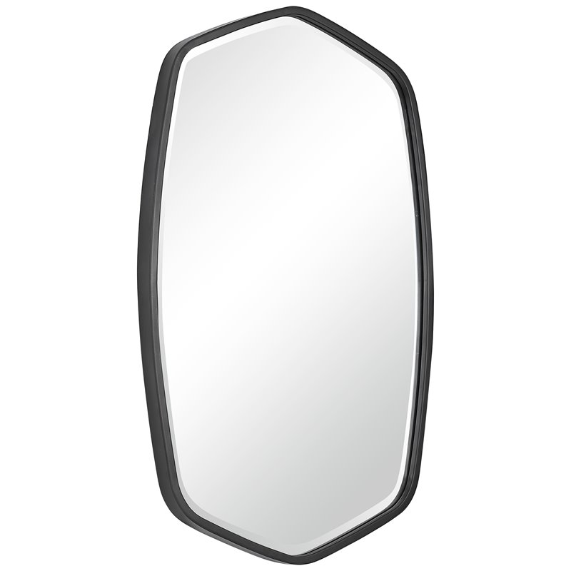 Uttermost Duronia Unique Shape Elegant Curves Iron Metal Mirror in Satin Black