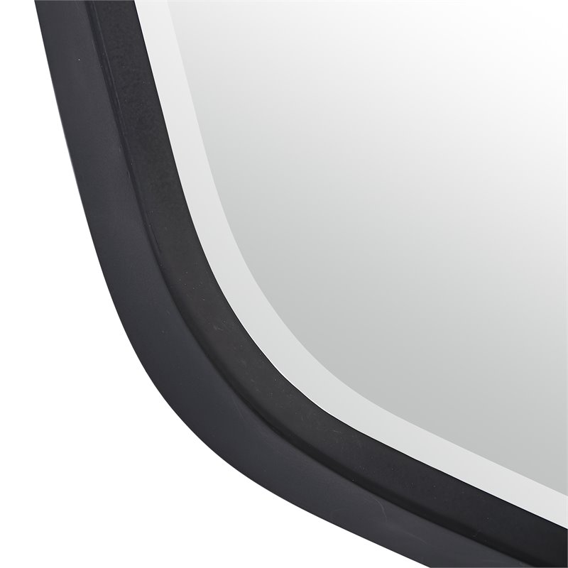 Uttermost Duronia Unique Shape Elegant Curves Iron Metal Mirror in Satin Black