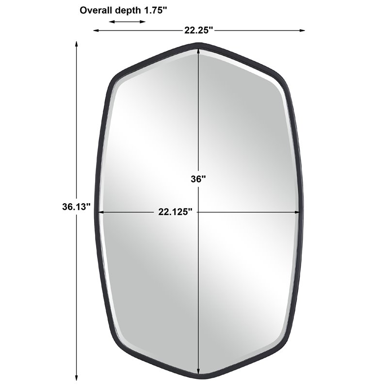 Uttermost Duronia Unique Shape Elegant Curves Iron Metal Mirror in Satin Black