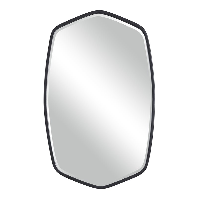 Uttermost Duronia Unique Shape Elegant Curves Iron Metal Mirror in Satin Black
