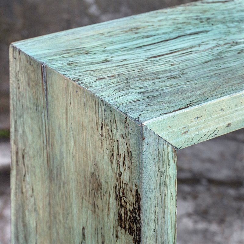 Uttermost Teo Coastal Solid Wood Console Table in Caribbean Blue-Green