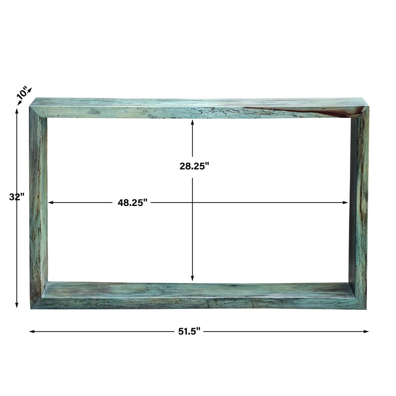 Uttermost Teo Coastal Solid Wood Console Table in Caribbean Blue-Green