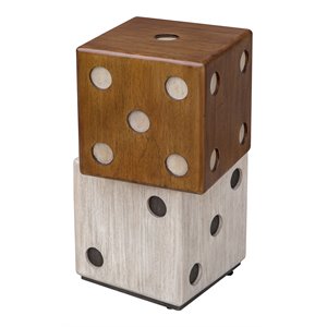 Uttermost Roll Roll The Dice Wood Accent Table in Natural/White