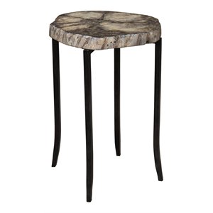 Uttermost Stiles Farmhouse Wood and Metal Accent Table in Stone