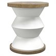 Uttermost Spool Geometric Wood Side Table with Light Honey Stain in Matte White