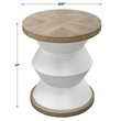 Uttermost Spool Geometric Wood Side Table with Light Honey Stain in Matte White