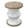 Uttermost Spool Geometric Wood Side Table with Light Honey Stain in Matte White