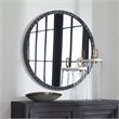 Uttermost Dandridge Round Iron Metal Mirror with Silver Undertones in Black