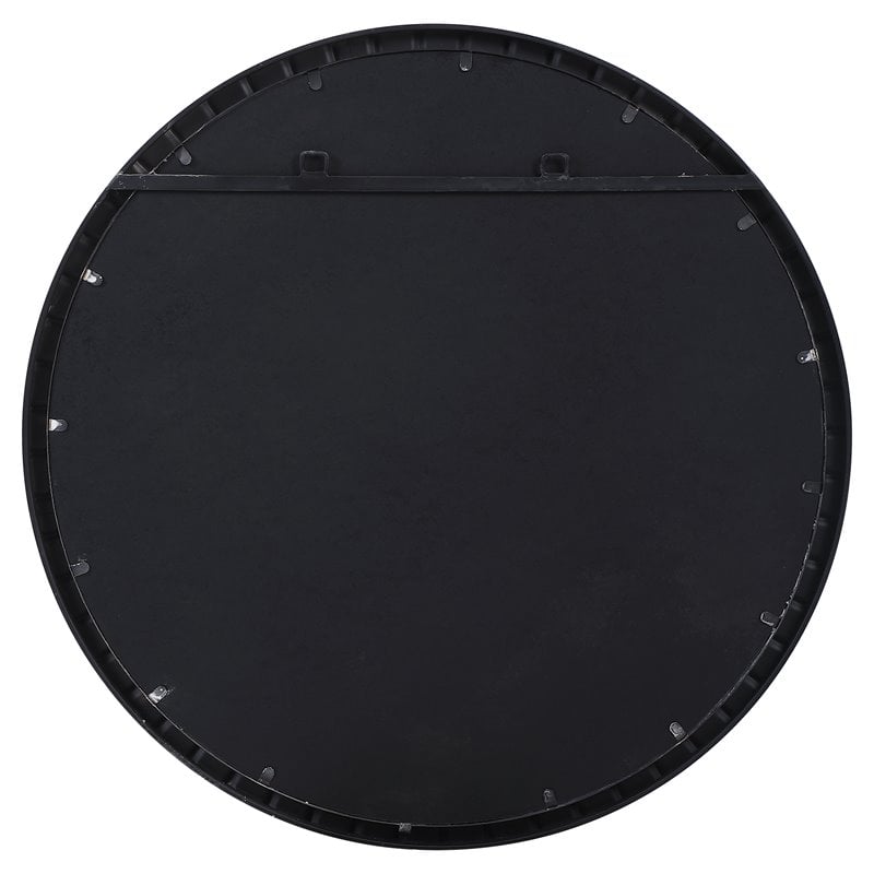 Uttermost Dandridge Round Iron Metal Mirror with Silver Undertones in Black