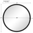 Uttermost Dandridge Round Iron Metal Mirror with Silver Undertones in Black