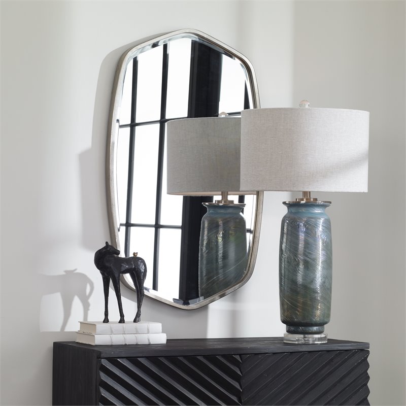 Uttermost Duronia Unique Shape Elegant Curves Iron Metal Mirror in Silver