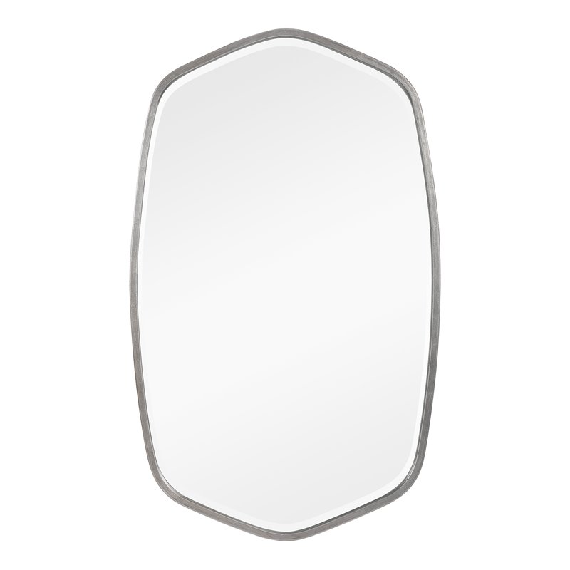 Uttermost Duronia Unique Shape Elegant Curves Iron Metal Mirror in Silver