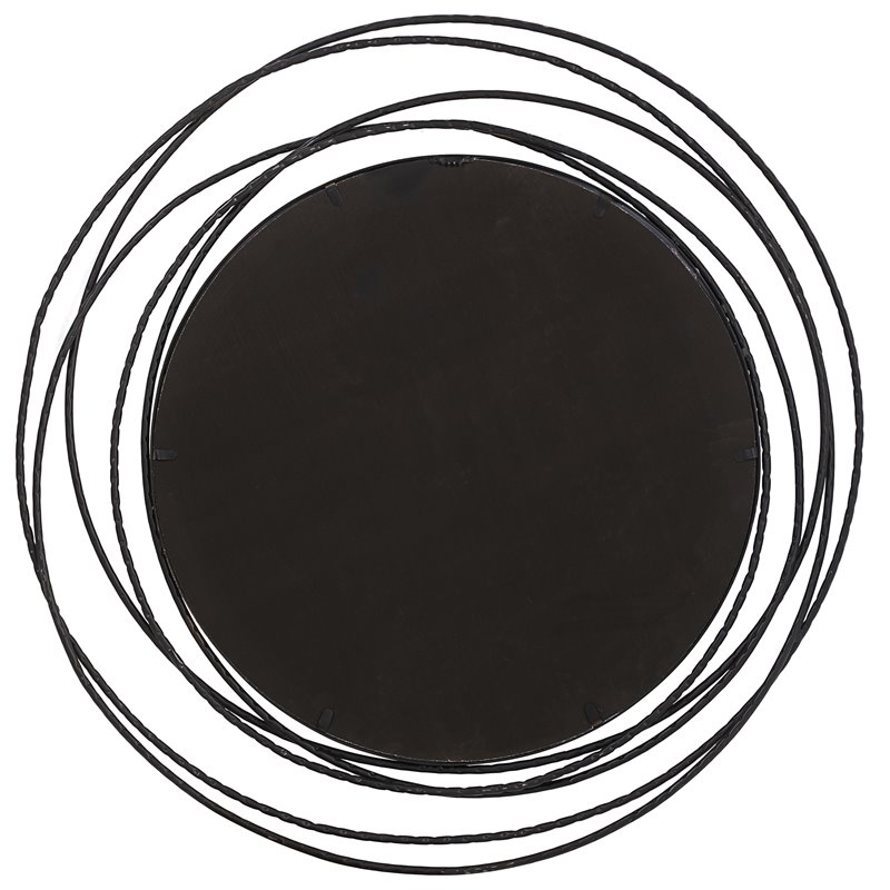 Uttermost Whirlwind Round Hand Forged Iron Metal Mirror in Satin Black