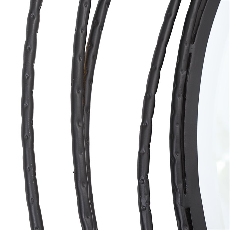 Uttermost Whirlwind Round Hand Forged Iron Metal Mirror in Satin Black